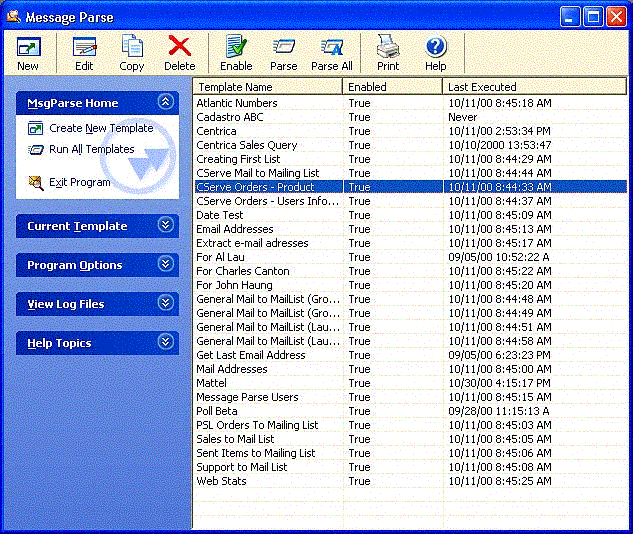Screenshot of Message Parse 2.05