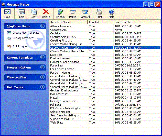 Screenshot of Message Parse